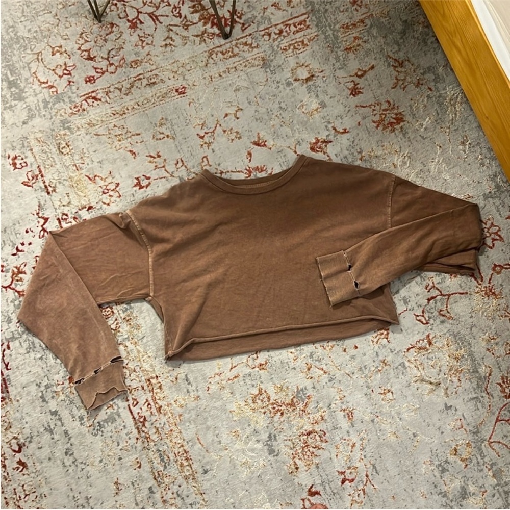 Joah Brown Long Sleeve Crop Top